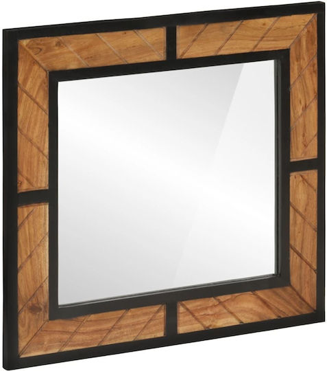vidaXL 372750 Καθρέπτης από Μασίφ Ξύλο 60x55cm Καφέ