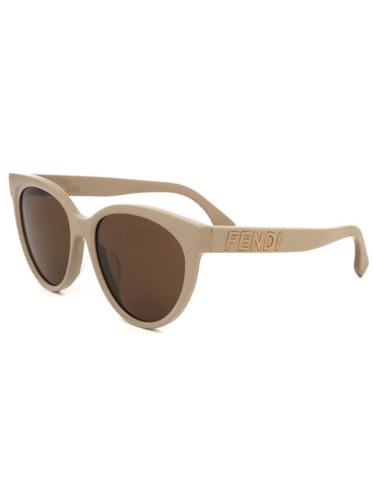 Fendi Women's Sunglasses with Beige Plastic Frame and Brown Lens FE40008U 57J