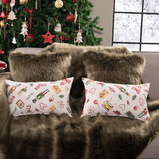 Teoran Christmas Decorative Rectangular Pillowcase with Filling 30x50cm