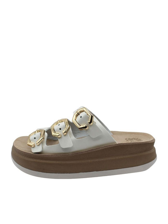 Fantasy Leather Women's Flat Sandals White