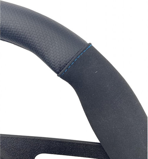 Simoni Racing Car Steering Wheel Cover with Diameter 37-39cm made of Leatherette Black with Black Stitching