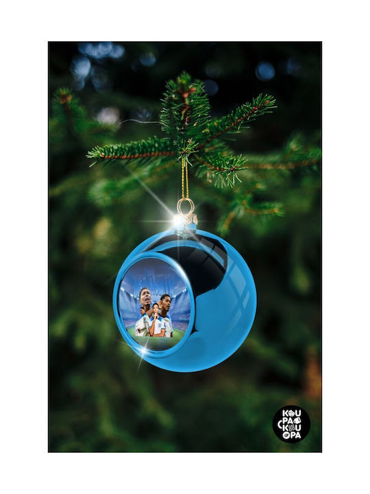 Jude Bellingham Christmas Hanging Ball Ornament Plastic Blue With Gold Dust With Beads Blue