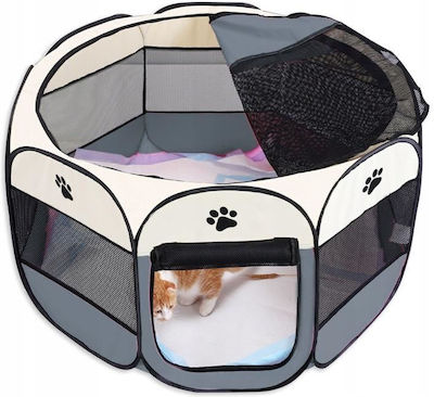 Pet Tent Textile Foldable Detachable Roof Black Beige 73x73x43 Cm Springos