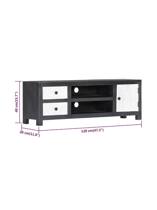 TV-Ständer Grau/Weiß M120xT30xH40cm