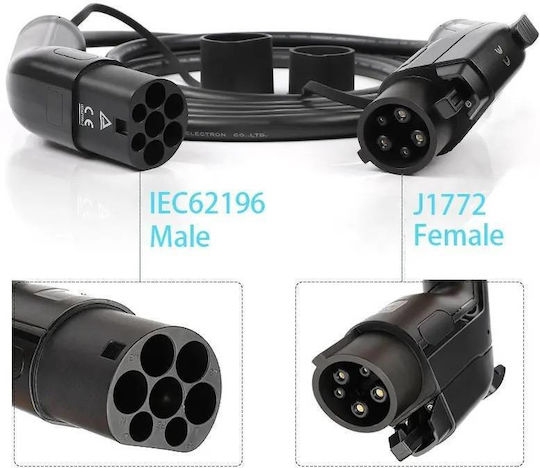 Andaiic Καλώδιο Φόρτισης Μονοφασικό 5m Type 2 - Type 1 32ATYPE1TYPE2