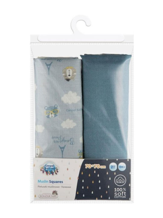 Canpol Babies Muslin Changing Pads Modrá Blue 70x70cm. 2pcs