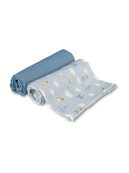 Canpol Babies Muslin Changing Pads Modrá Blue 70x70cm. 2pcs