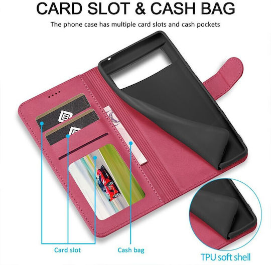 Lc.imeeke Calf Texture Wallet Ροζ (Google Pixel 8a)