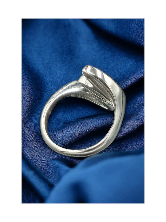 Steel Silver Swan Feather Ring