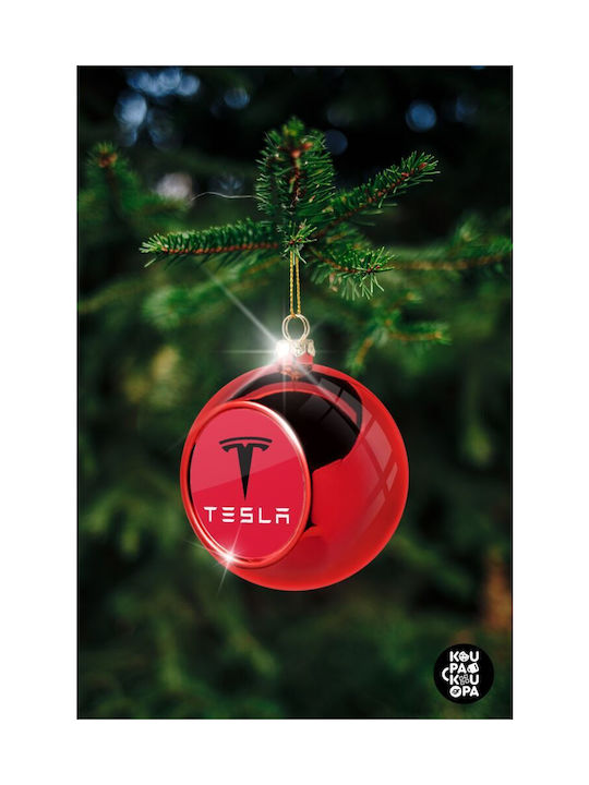 Tesla motors, Red Christmas Tree Ornament 8cm