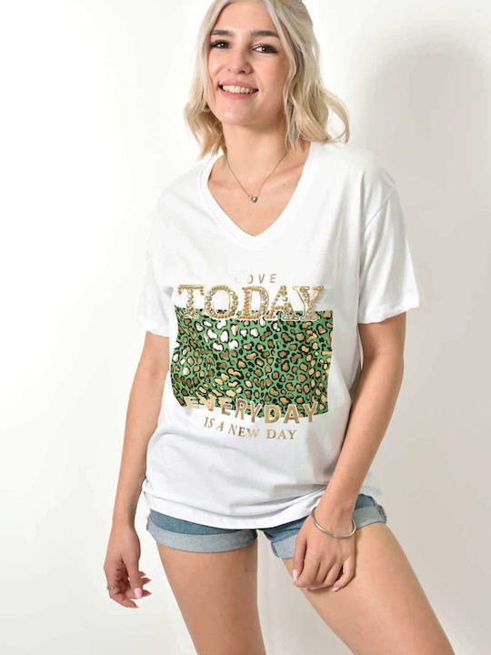 Potre Γυναικείο T-shirt Animal Print Λευκό