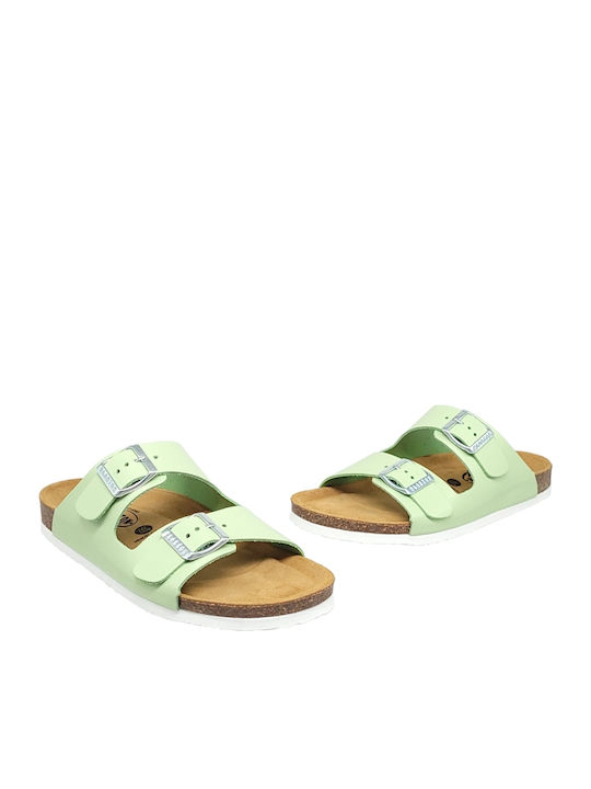 Afelpado Leather Women's Flat Sandals Green