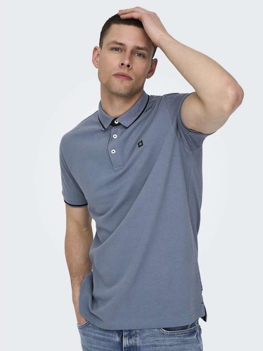 Only & Sons Men's Short Sleeve Blouse Polo BLUE