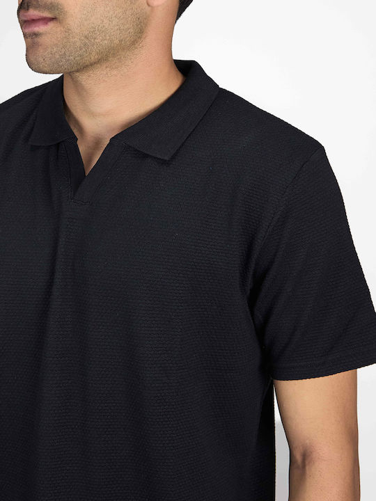 Van Hipster Bluza Bărbătească cu Mânecă Scurtă Polo BLACK