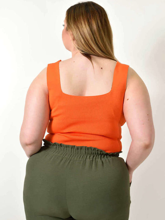 Potre Damen Bluse Ärmellos Orange