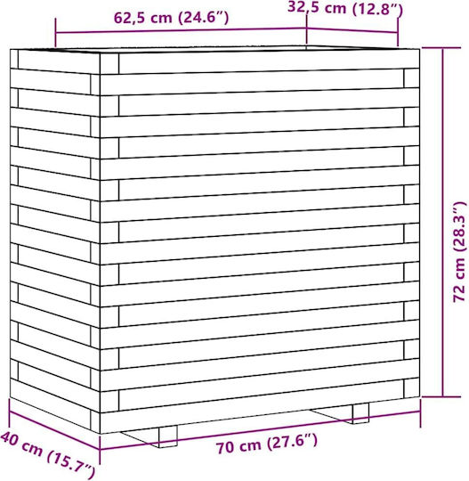 vidaXL Planter Box Wooden White 70x40x72cm.