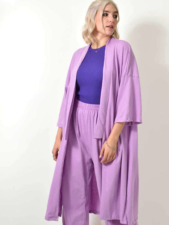 Damen Lilac Set mit Hoch tailliert Hose
