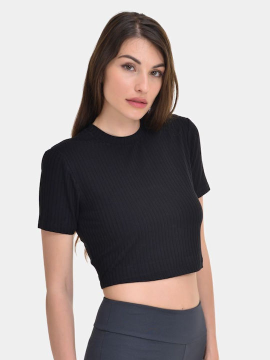 Γυναικείο Crop Top Κοντομάνικο Μαύρη