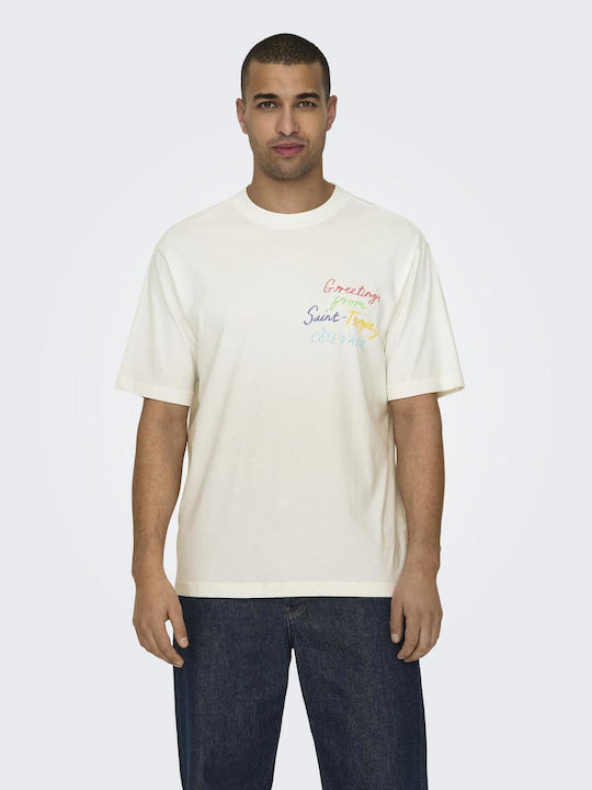 Only & Sons Men's Short Sleeve T-shirt Ecru