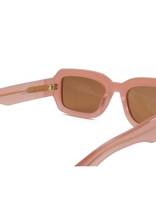 Calvin Klein Women's Sunglasses with Pink Plastic Frame and Brown Lens
