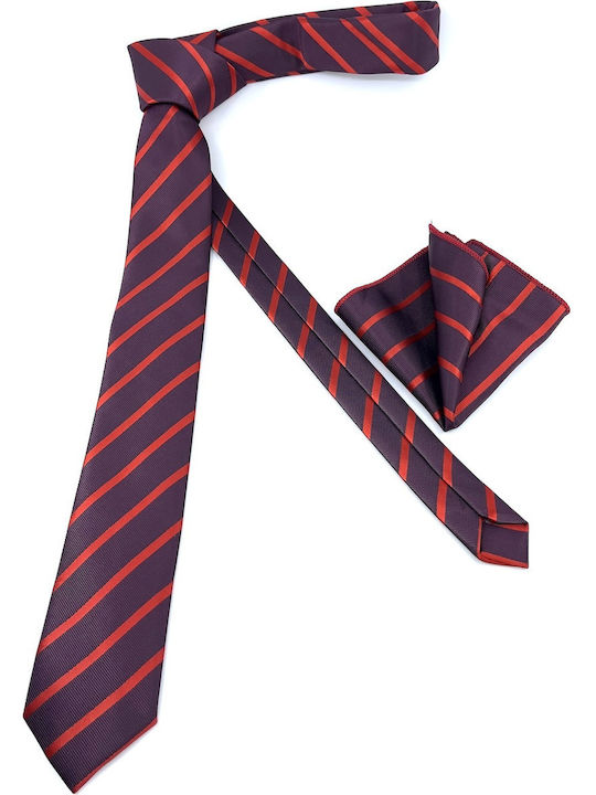 Legend Accessories Σετ Ανδρικής Γραβάτας Μεταξωτή με Σχέδια σε Μπορντό Χρώμα