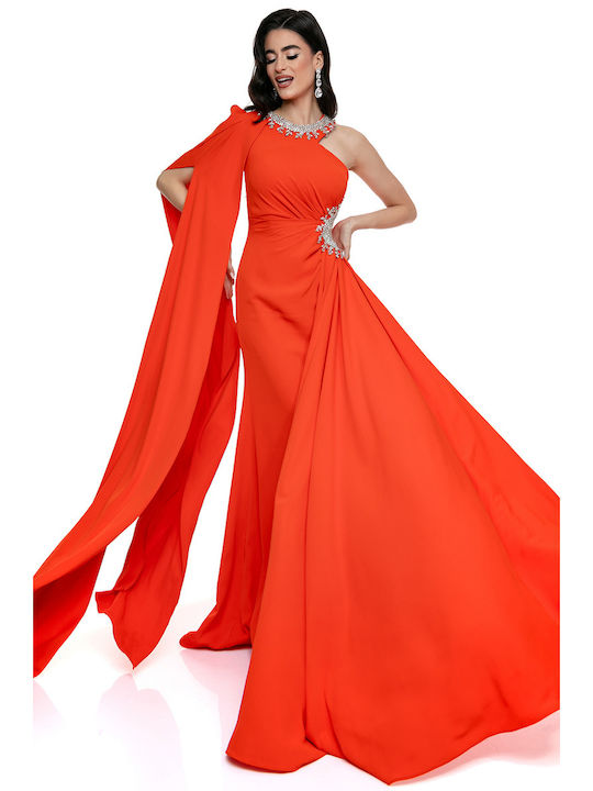 RichgirlBoudoir Maxi Evening Dress with Slit Orange