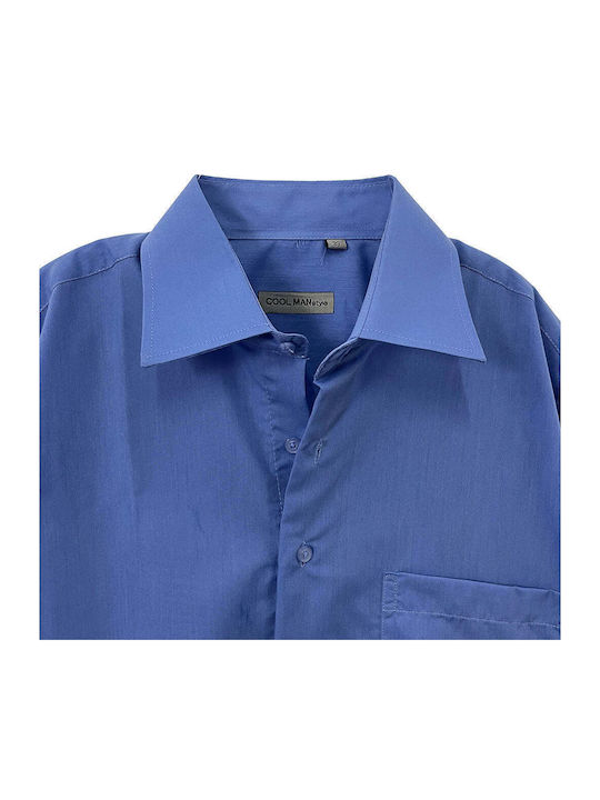 Langärmlig Baumwolle Hemd Blue
