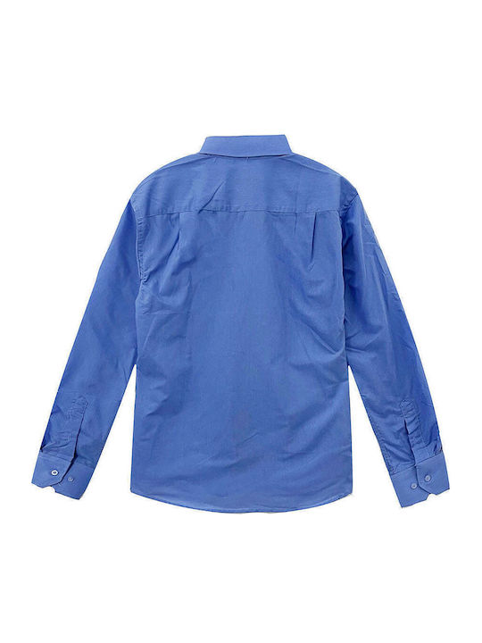 Langärmlig Baumwolle Hemd Blue