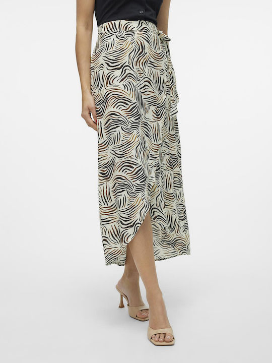 Vero Moda High Waist Midi Envelope Skirt Birch Multi