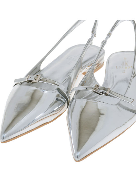 Γυναικείες Μπαλαρίνες Slingback σε Ασημί Χρώμα