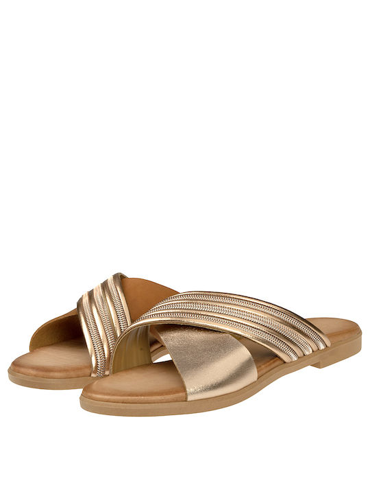 Baroque Women's Flat Sandals in Gold Color