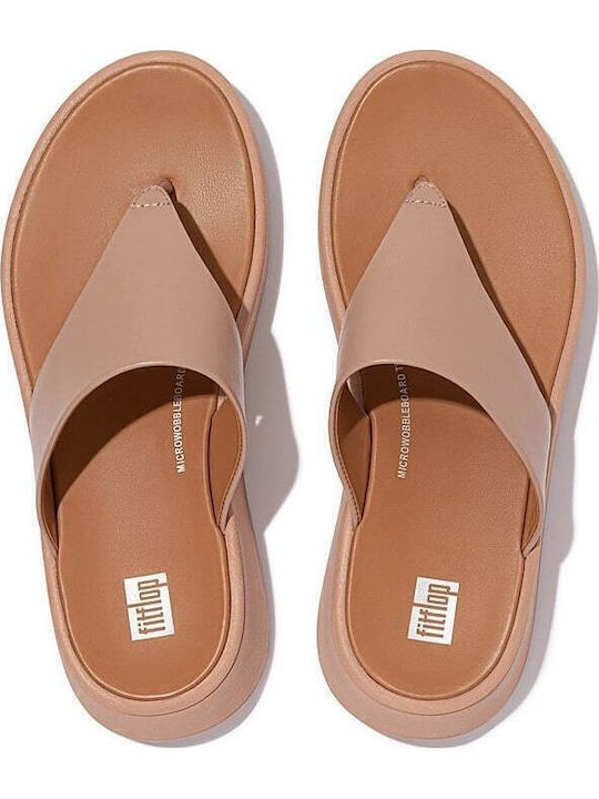 Leder Flache Sandalen für Damen Beige