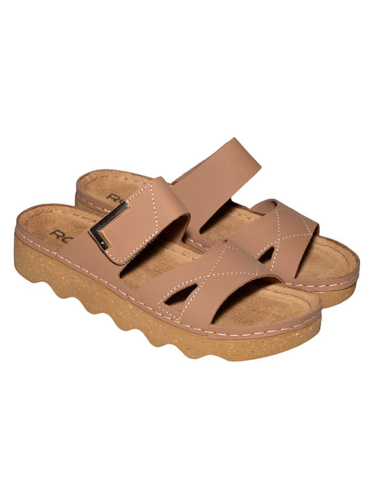 Rohde Leather Women's Flat Sandals Anatomic in Brown Color