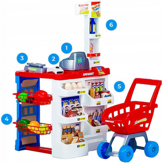 Set de joacă mare pentru supermarket cu casă de marcat, cântar și scaner pentru copii