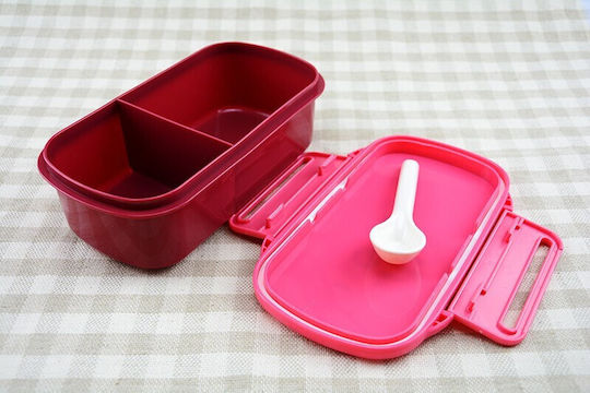 Cutie De Prânz Din Plastic Roșie Cu Compartimente 740ml