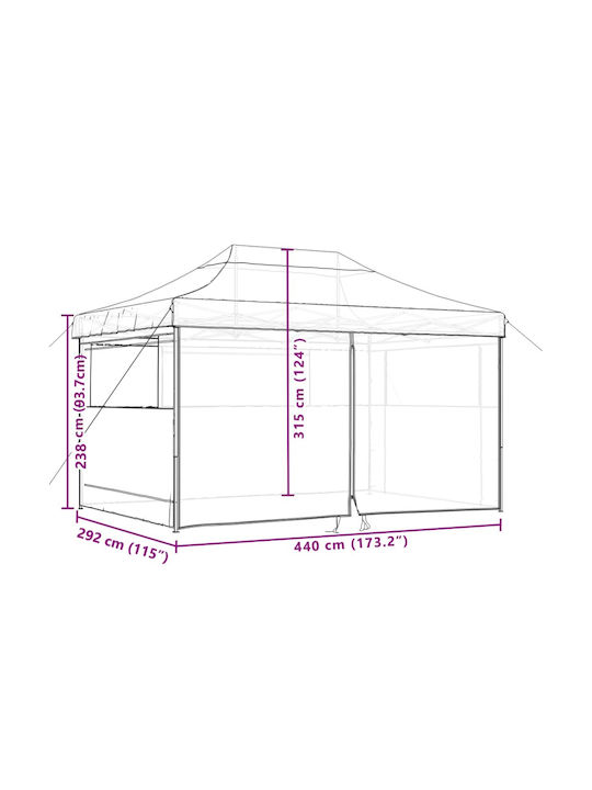 vidaXL Garden Freestanding Gazebo Beige 4.4x2.92cm