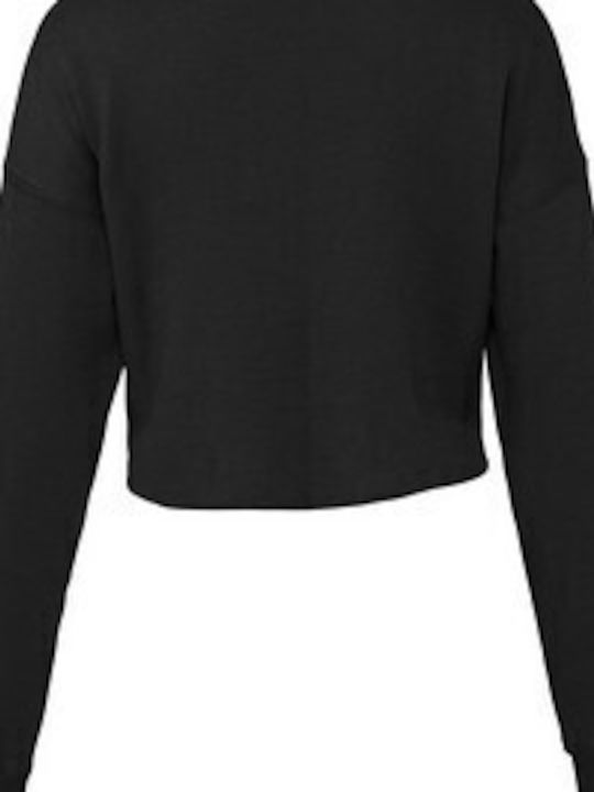 Damen Cropped Langarmbluse | Damen Cropped Crew Fleece | 7503 Schwarz