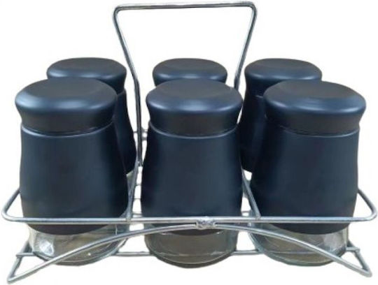 Karvounis Glass Tabletop Spice Rack with Stand 6pcs
