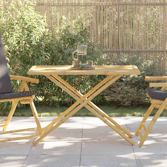 Outdoor Dinner Foldable Bamboo Table Natural 110x55x75cm