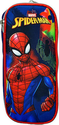 Gim Oval Pencil Case Spiderman Silver Eyes 10.5x23.5x6 cm