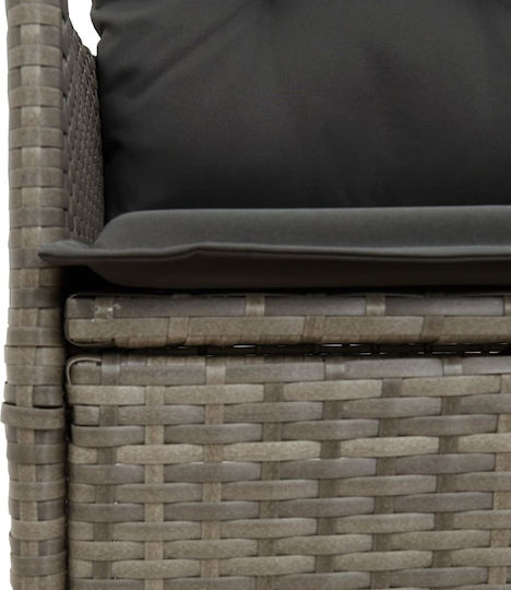 Outdoor Chair Rattan Grey with Cushion 2pcs 49x50.5cm
