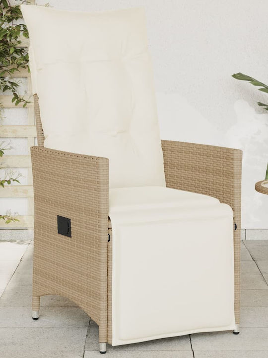 Outdoor-Sessel Rattan Beige mit Kissen 49x50.5εκ.