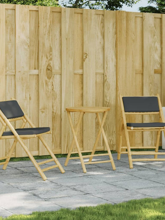 Scaun de exterior Bambus Bamboo With Grey cu pernă 2buc 59x51x87cm