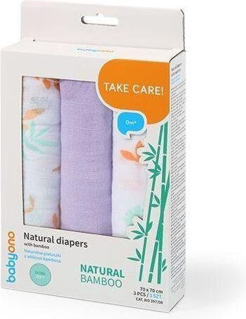 Babyono Take Care Пелени за Бебета от Муселин Лилави 70x70см 3 Бройки