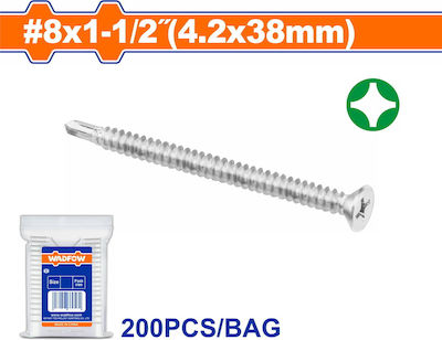 Wadfow Self-Piercing Sheet Metal Screw Phillips Galvanized with Diameter M4.2 and Length 38mm 200pcs