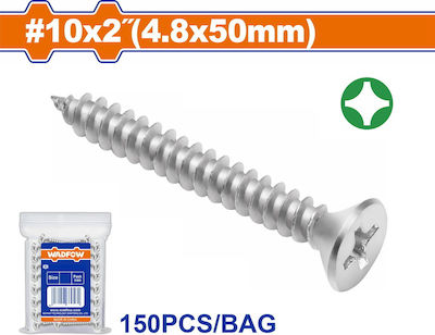 Wadfow Sheet Metal Screw Phillips Galvanized with Diameter M4.8 and Length 50mm 150pcs