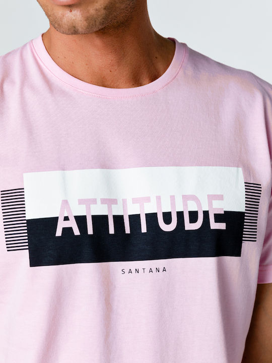 Snta T-Shirt mit Attitude Druck - Rosa