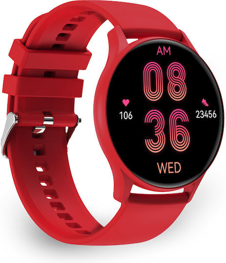 Ksix Core Aluminium Smartwatch με Παλμογράφο (Κόκκινο)