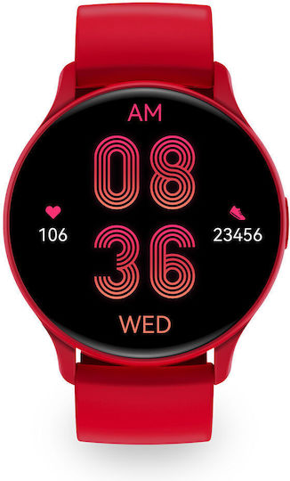Ksix Core Aluminium Smartwatch με Παλμογράφο (Κόκκινο)