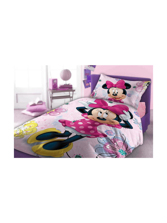 Dimcol Seturi de cearșafuri Single Bumbac Minnie 852 Roz 160x240cm 2buc